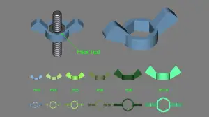 Hex nut to wing nut collection m3-m10