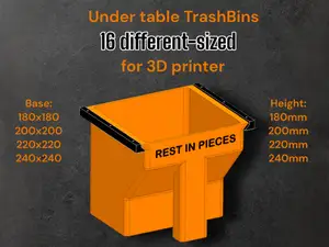 16pieces of Under table Trash Bins for 3D printers