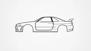Nissan Skyline R34 Silhouette Wall Art