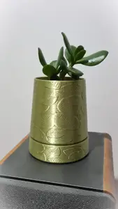Leaf pattern flower pot & drip tray