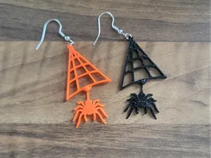 spider and web earring articulated