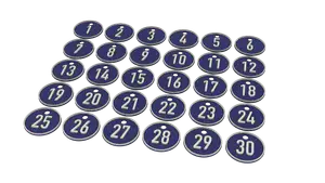 Numbered keychains predefined from 1 to 300