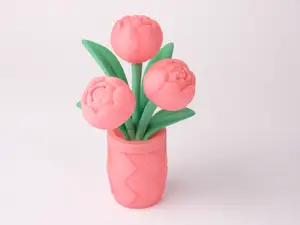 Peony Bloom Vase Sculpture — Floral Bouquet Decor