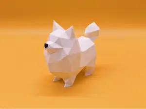 低多边形博美犬-动物雕塑装饰摆件