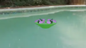 Floating drinks holder with frogs and hinge petals