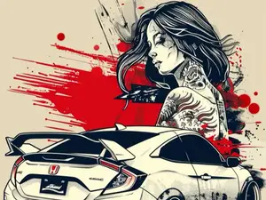 Hueforge Honda Civic Type R fk8 avec fille