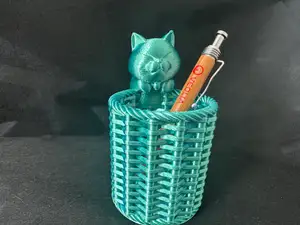 趴趴可爱发财猫编制笔筒