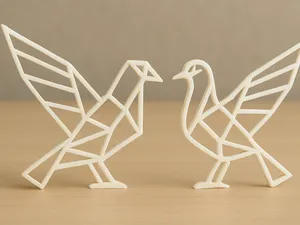 Geometric Dove Duo – Male & Female (10 cm)