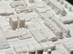 Futuristic computer component style wall display