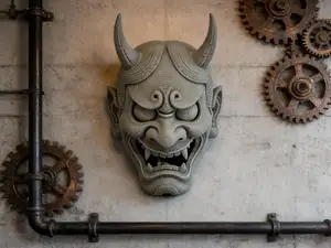 日本鬼脸雕塑 Japanese Oni Mask / Demon Face Sculpture