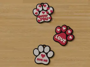 Valentines dog paw keychains