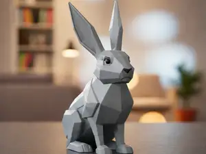 Modern Low Poly Rabbit, Geometric Easter Bunny