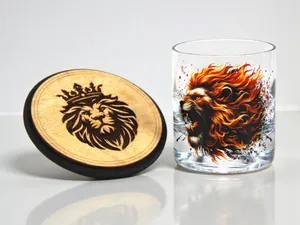 aslan yuvarlak bardak altlığı