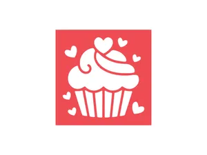 Cupcake heart stencil