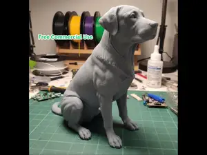 Realistic Labrador Retriever Sitting Dog Statue