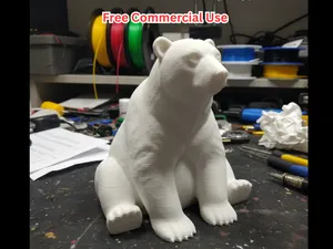 Semi-Realistic Polar Bear Sitting Statue