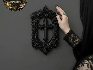 Gothic Cross Framed Wall Plaque Dark Baroque