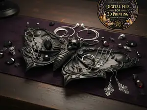 Gothic Moth Jewelry Tray STL File for 3D Printing