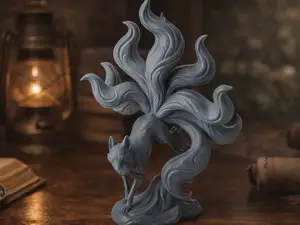 Kitsune Fox Sculpture - Mythical Fantasy Decor