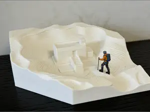 立体浮雕 山 建筑 爬山  微缩模型   桌面装饰