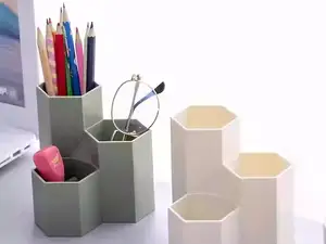 蜂窝笔筒-多格文具笔盒分格笔架-办公室桌面文具收纳