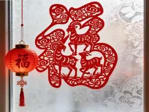 2027羊年主题窗花：三羊开泰