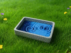 仿真丝绸水波纹石质水缸小盘子