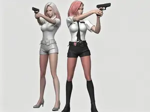 翘臀女警微缩模型(待涂色白模)