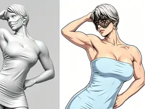 健身面纱美女微缩模型(待涂色白模)