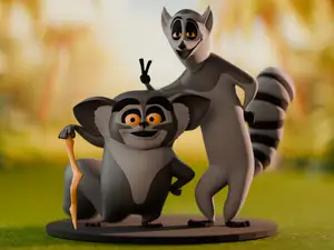 Madagascar King Julien and Maurice Collectible Art