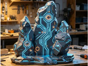 未来科幻风格微缩假山模型,外星元素环境石山地形