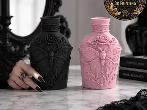 Gothic Skull Moth Decorative Bottle Goth