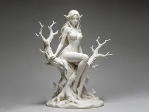 坐在枯树上的精灵 简单支撑