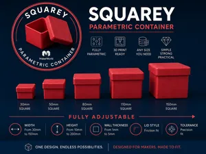 Squarey - Parametric Box Container with Lid