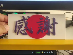 Kanji Kansha with Japan flag