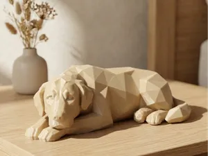 Low Poly Golden Retriever - Lying Down Pose