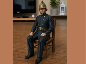 Historic Seated Firefighter Figure - Feuerwehrmann