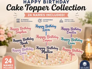 Happy Birthday Cake Topper Collection – 24 Names