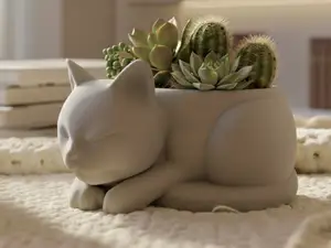 Sleeping Cat Planter & Desk Container