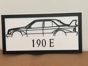 Mercedes 190 E Line Art Display
