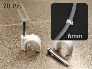 Fermacavo Clip con Chiodo Ø6 mm Fissaggio a Parete