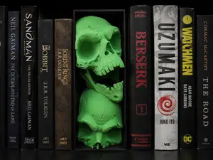 Skull Book Nook – Gothic Horror Bookshelf Insert