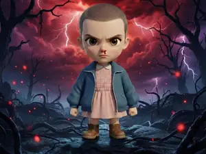 Eleven (Once) Stranger Things-Figura Estilo Chibi
