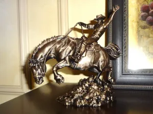Faux Bronze Bucking Bronc Rider Wild West Figurine