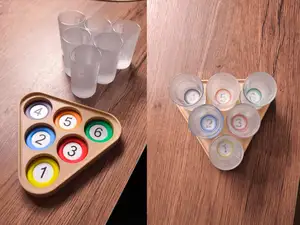 Shot glass holder pool billiards style
