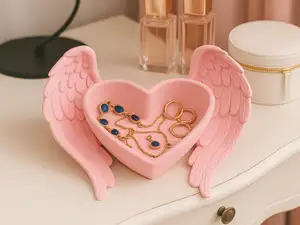 Heart Jewelry Tray w Angel Wing Coquette Organizer