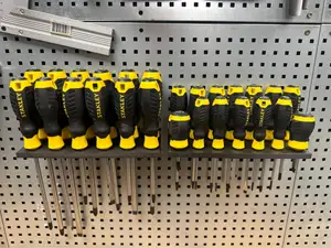 Screwdriver mount for square pegboard plate