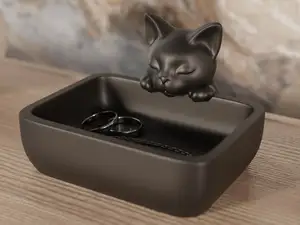 Curious Cat Catchall – Cute Black Cat Organizer