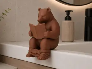 Pooping Bear Shelf Sitter – Bathroom Decor