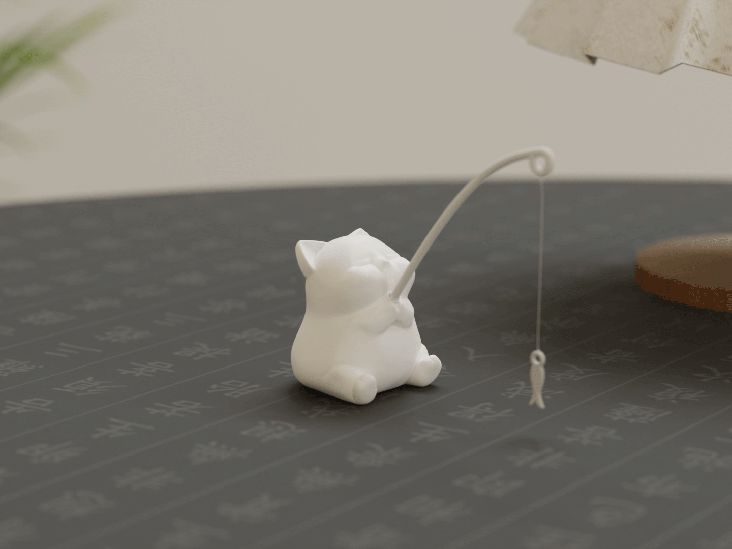 Fishing kitten, Cat, Desktop ornament sculpture
